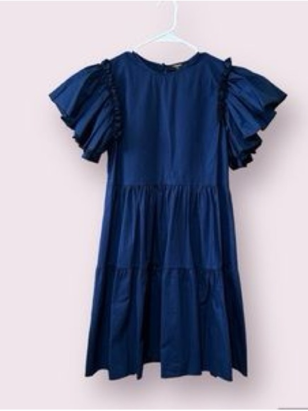 Made in Italy Chrome Navy Ruffle Sleeve Dress